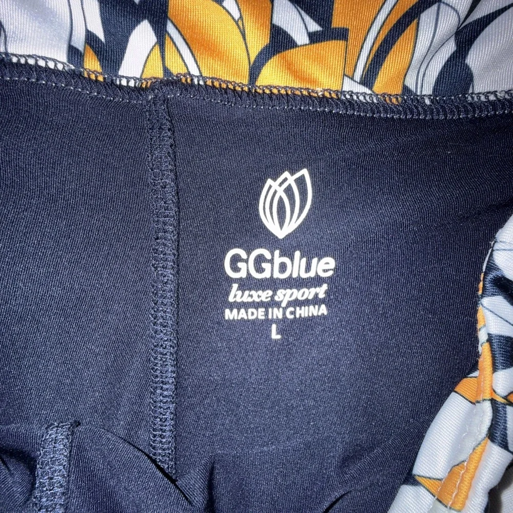 GG Blue Luxe Sport Golf Athletic Swing Skort Sz L Art Deco Tennis Pickleball